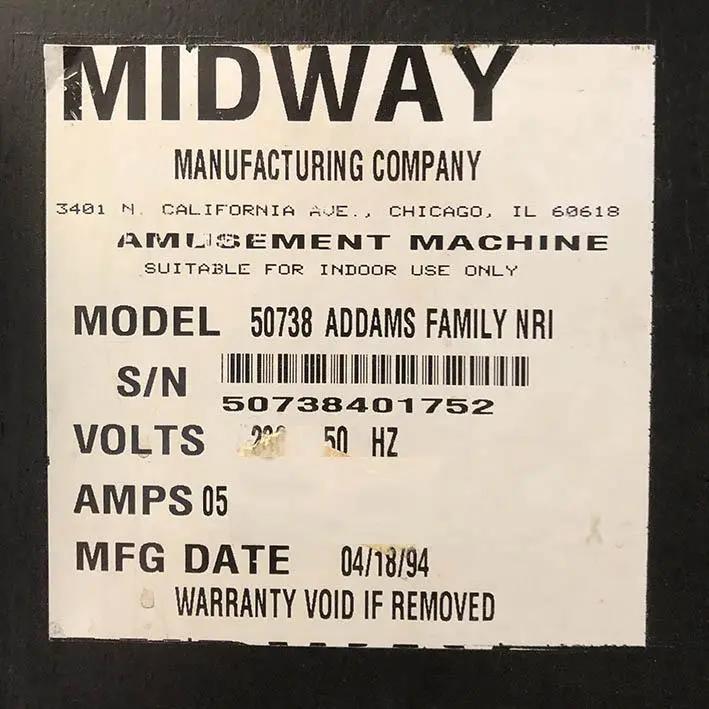 1994 The Addams Family Gold Pinball Machine by Bally