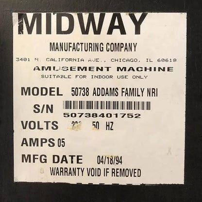 1994 The Addams Family Gold Pinball Machine by Bally